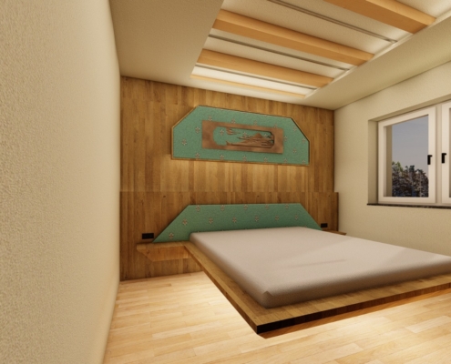 3D Planung, Schlafzimmer Holzelemente